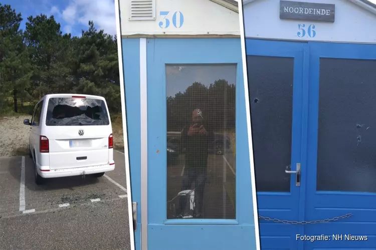 Texelse strandhuisjes en auto beschoten door onbekende vandalen