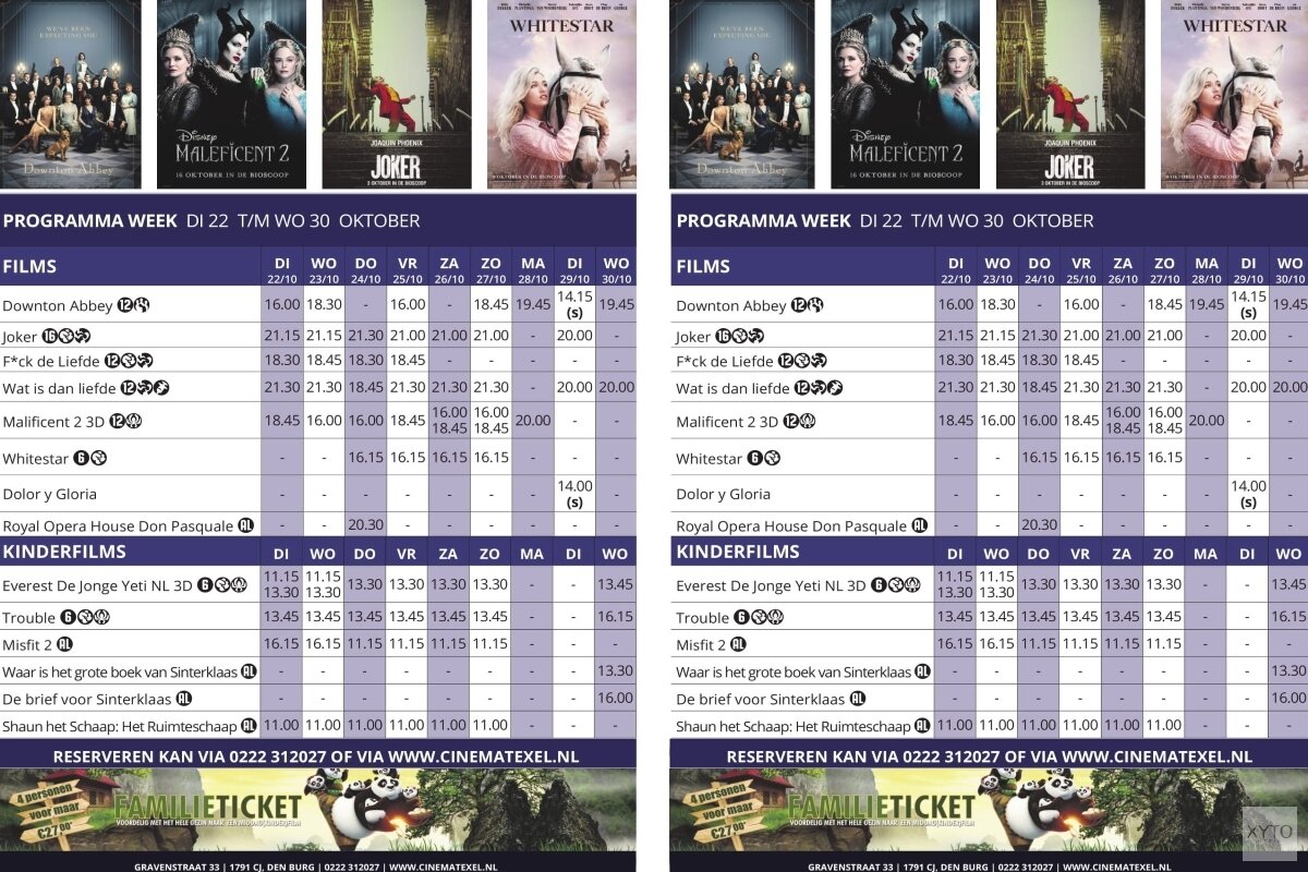 Programma Cinema Texel Week 43 Texelsdagbladnl